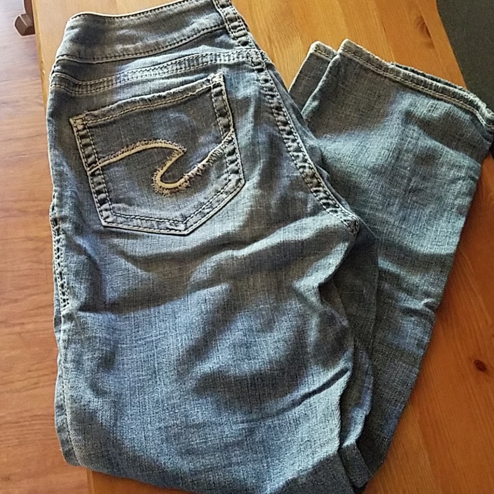 Silver crop jeans